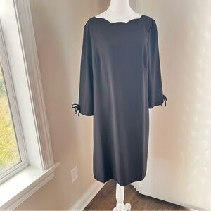 Talbots scalloped neckline long sleeve black dress Size 12
